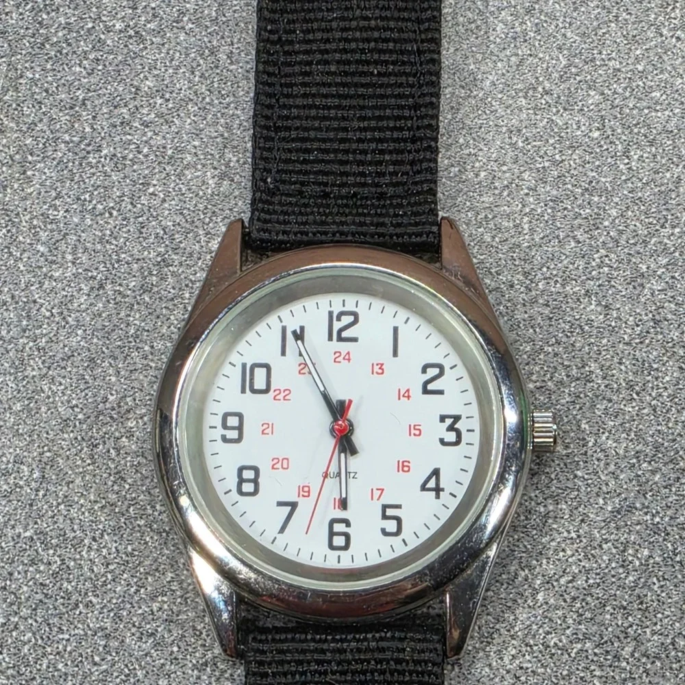 Accutime Field Watch Mens OS Black Excellent Nylon Strap GENW71252M1 Quartz